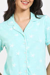 Zivame Joyful Jingles Knit Cotton Pyjama Set - Ice Green — thumbnail 5